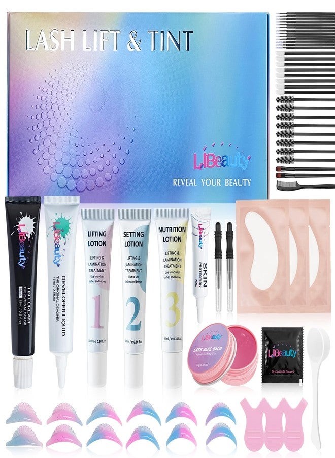 لي بيوتي مجموعة ليبيوتي لرفع الرموش وتلوينها بالأسود، 4 في 1 لتجعيد الرموش وتصفيف الحواجب، أداة احترافية لرفع الرموش مع 15 مل من كريم التلوين الأسود، بلسم لاصق للرموش مطور لسهولة الاستخدام المنزلي - Image 1